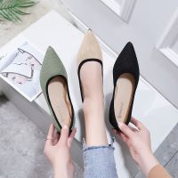 Kisstyle Fashion Pointed Flat Shoes Shallow Mouth Cloth Women Single Shoes Casual Work Shoes