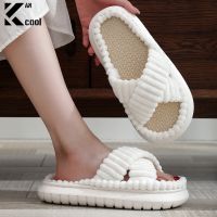 Solid Soft Linen Slippers 36-45size 2023 New Women Home Slippers Household Cotton Non Slip Thick Mute Shoes Couple IndoorSlipper