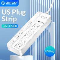 ORICO 5AC Outlets Power Strip US Plug 2พอร์ตชาร์จ USB พร้อมสวิตช์ควบคุมย่อย Extension Corde ไฟฟ้าหลายซ็อกเก็ต