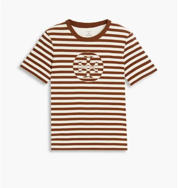 TORY BURCH Appliquéd striped cotton-jersey T-shirt | Lazada Singapore