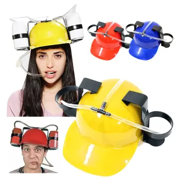 Miners Drinking Hat Lazy lounge Beer Soda Guzzler Helmet with Straw  Creative Interesting Birthday Party Handsfree