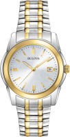 Bulova Mens Classic Two-Tone Stainless Steel 3-Hand Calendar Date Quartz Watch Style: 98H18