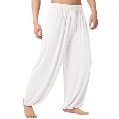 ☁▬ Yoga Pants Mens Casual Solid Color Baggy Trousers Belly Dance Yoga Harem Pants Slacks sweatpants Trendy Loose Dance Clothing
