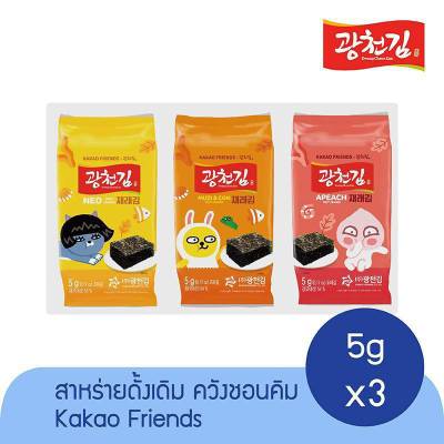 สาหร่ายเกาหลี กากาวเฟรนส์ รส original kakao friends traditional seaweed 5gx3ซอง