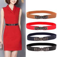 【CW】☢﹍✲  ZLY 2021 New Fashion Female Leather Material Elastic Band Metal Punk Gothic Buckle Luxury Trend Hot Selling