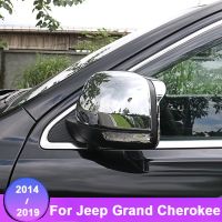 กระจกด้านข้างมองหลังรถโครเมียมเอบีเอสขอบฝาครอบเคสสำหรับ Jeep Grand Cherokee 2014 2015 2016 2017 2018 2019 2020 (ขอบล้อรถยนต์ Yangwmnlifuzhangxiaoyao)