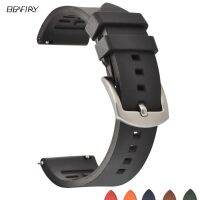 （Bar watchband）สายนาฬิกาข้อมือ Beafiy ปลดเร็ว,สายนาฬิกาสายยางรัดซิลิโคน18มม. 19มม. 20มม. 21มม. 22มม. 24มม. กันน้ำสีน้ำตาลส้มสีดำ