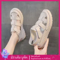 รองเท้าแตะทอ สุทธิสีแดง Baotou รองเท้าแตะหญิงบุคลิกภาพ 2023 ฤดูร้อนใหม่ Ins อเนกประสงค์ รองเท้าแฟชั่นผู้หญิง รองเท้า แฟชั่น ธรรมดา