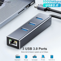 Type-C USB C 3.0ฮับ1000Mbps 3พอร์ตไปยัง Rj45อะแดปเตอร์อีเทอร์เน็ต Gigabit การ์ดเน็ตเวิร์กสำหรับแล็ปท็อปแมคบุ๊คอุปกรณ์คอมพิวเตอร์ Meimiao