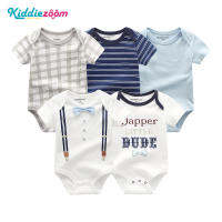 Kiddiezoom 5 ชุดทารกแรกเกิดเสื้อผ้าเด็กทารกแขนสั้น Rompers/Jumpsuits/Onesies แฟชั่นสไตล์เรียบง่ายผ้าฝ้ายแท้ 0-12 เดือน Ready Stock