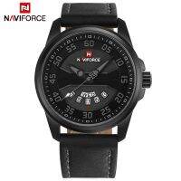 NAVIFORCE นาฬิกา NF9124นาฬิกาลำลองแฟชั่นของผู้ชายผู้ชาย,นาฬิกาควอตซ์สายหนังนาฬิกากีฬาทหาร