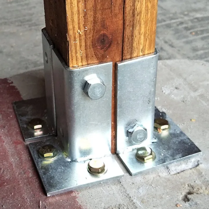 4 Steel Retrofit Post Bases, Heavy Duty Metal Bracket Anchor For Wood ...