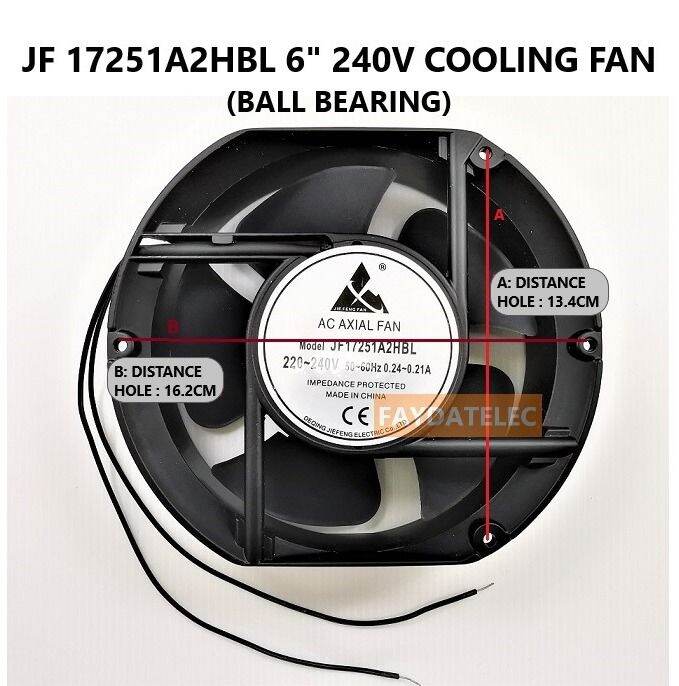 JF 6 INCHES 173x150x50MM 5 Blades Metal Frame Axial Flow Cooling Fan AC ...