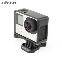 Soonsun เคสฐานกรอบกันกระแทกมาตรฐาน,เคสขายึดกล้องโกโปร Hero 4 3 3ปลอกหุ้มสำหรับ Go Pro Hero4 Hero3อุปกรณ์เสริม Hero3