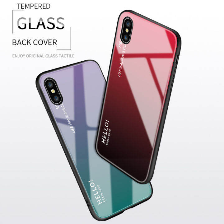 ggk-เคสเคสสำหรับ-apple-iphone-15-plus-15-pro-max-15-15-pro-แสงรุ่งอรุณสุดหรู-rainbow-hello-เคสไล่ระดับสีเคสกระจกนิรภัยมันวาว