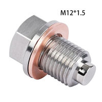 M12 X 1.5ปลั๊กท่อระบายน้ำมันแม่เหล็ก,สแตนเลส Sump Drain Nut Bolt พร้อม Copper Crush Washer สำหรับ BMW Benz รถ Accessories1Pcs