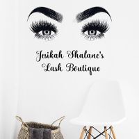 (สติ๊กเกอร์และรูปลอกติดผนัง) โลโก้ Kustom Stiker Dinding Kamar Dekorasi Bulu Mata Bulu Mata Stiker Vinil Bulu Mata Salon Gaya Art Deco Wanita Salo