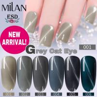 Milan สีทาเล็บเจล สีเทา แคทอาย  ขนาด 15 ml./ Grey Cat Eye Color Series  Nail Gel Polish 15 ml.