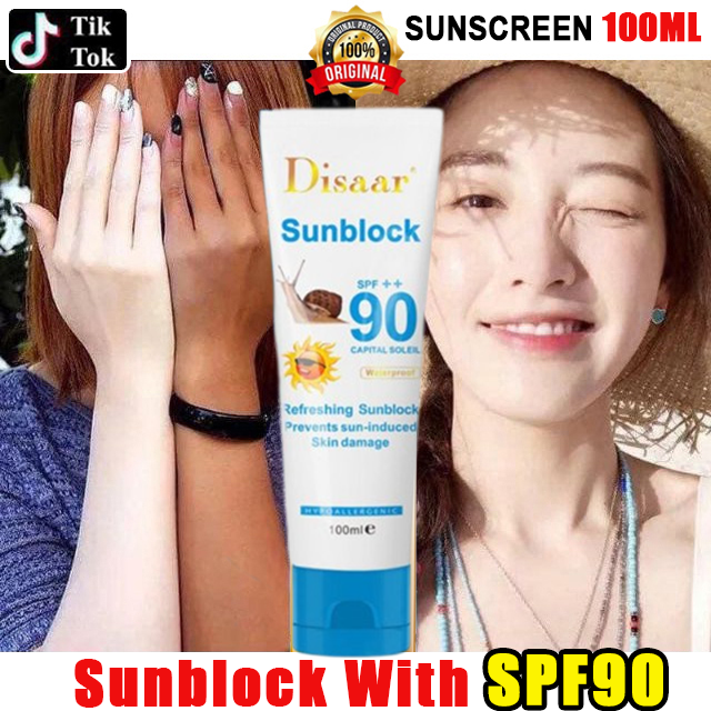 Disaar Snail Sunblock 100ml Waterproof Sunscreen Cream Spf90 Pa Uvauvb Protection Lightweight 2234
