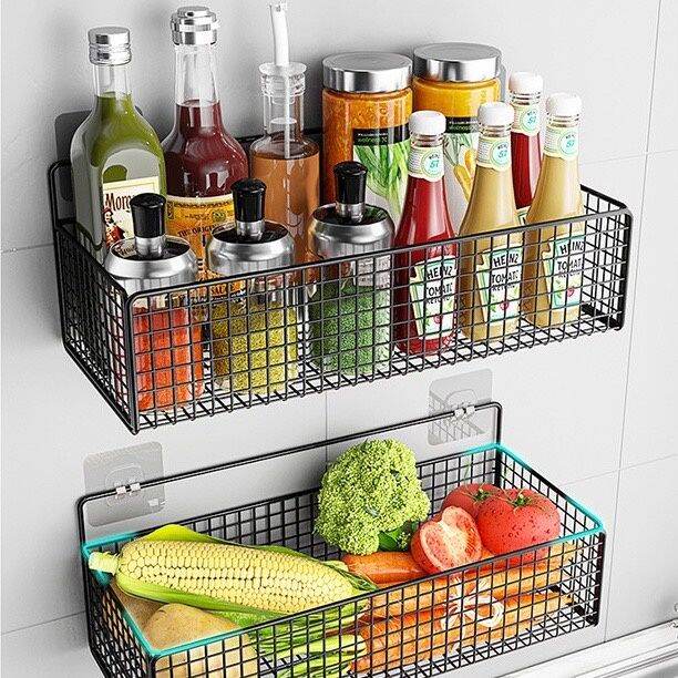 Wall Mounted Kitchen Hanging Rack Spice Storage Holder Kitchen