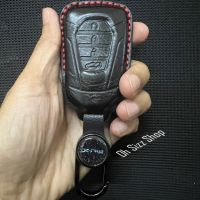 เคสรีโมทรถ Isuzu MUX 2023 DMAX 2023 เคสหนังดำแดง พรีเมียมเกรด Premium Grade  (Cow Leather Key Case Key Sets; Model Isuzu MUX MY 2023 MUX 2020  DMAX2023 แบบ 2 , 3 และ 4 ปุ่ม ผิวสัมผัสนุ่ม กดปุ่มง่าย