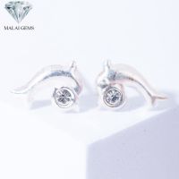 Malai Gems ต่างหูเพชร เงินแท้ Silver 925 รุ่นMinimal โลมาประดับเพชร ต่างหูเงินแท้