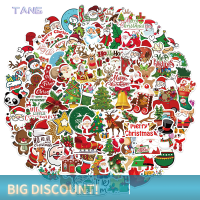 ?【Lowest price】TANG 100ชิ้น/ถุงปีใหม่ Merry Christmas stickers Deer Santa claus Snowman เด็กของขวัญรูปลอก DIY สำหรับสเก็ตบอร์ดกระเป๋าเดินทางโทรศัพท์แล็ปท็อปกีตาร์