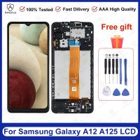 Amorus สำหรับ Samsung Galaxy A12 A125หน้าจอ LCD และ Digitizer Assembly + กรอบสำรอง (ไม่มีโลโก้)