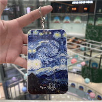 CartooninsWind Student Campus Meal Card ID Card Holder Work Permit Bus Lanyard Keychain Van Gogh Starry Sky