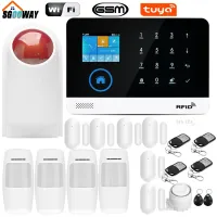 Tuya APP Wifi GSM GPRS Wireless Home Burglar Security Alarm System Integrated Via WIFI IP Camera With Flashing Siren