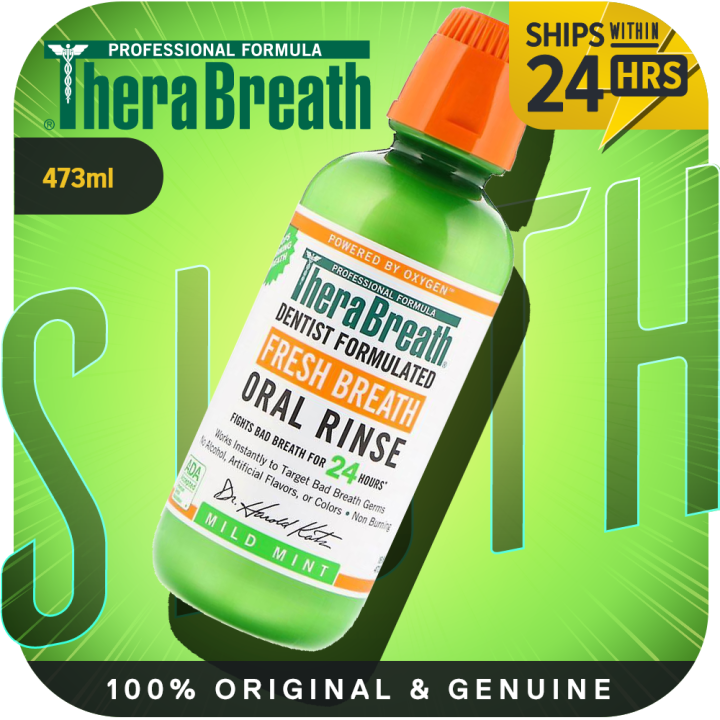 TheraBreath Fresh Breath Oral Rinse, Mild Mint, 473ml Lazada