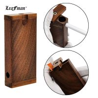 [Free ship] Cross-border new Leafman Dugout wooden box pipe storage cigarette case with ceramic