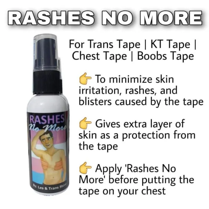 【Hot】 Rashes No More Spray for Trans Tape KT Tape Chest Tape Boobs Tape