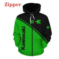 （ALL IN STOCK XZX）  MENS Kawasaki 3D Hoodie/Great Design 03  (Free customized name logo for private chat, can be changed with or without zipper)