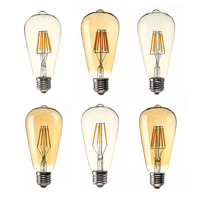 Dimmable E27 8W Retro Vintage Filament ST64 COB LED Bulb Light Lamp Body Color:Golden Cover Light Color:Gold Yellow(2200K) Voltage:220V