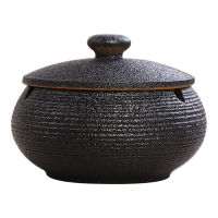 Ceramic Ashtray with Windproof Lid for Indoor Outdoor Use