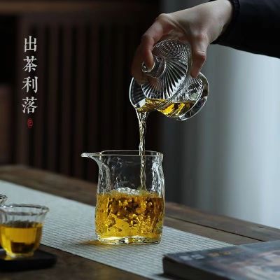 วิลโลว์แบบแก้ว Gaiwan ถ้วยชาสไตล์ญี่ปุ่นชุดน้ำชาแก้วกังฟูถ้วยทนความร้อนถ้วยชาสำนักงานชาชงอุปกรณ์