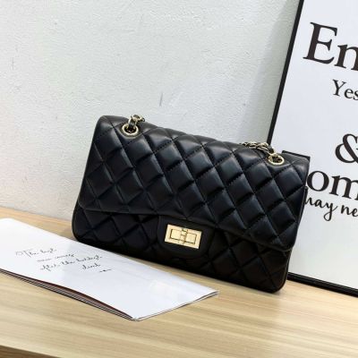 ◆ Sheepskin womens bag cf2023 new caviar high-grade leather shoulder messenger bag small fragrant rhombus chain bag