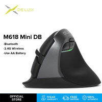 Delux เมาส์ คลิกเงียบ เมาส์แนวตั้ง Vertical Ergonomic Mouse เหมาะกับการทำงานในแนวตั้งเมาส์ไร้สาย 2.4 กิกะเฮิร์ตซ์เมาส์สำหรับเล่นเกมGamerปรับ - M6