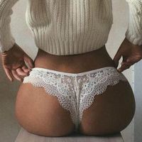 （A So Cute） LaceSexy Breathable BlackUnderwear Plus Size S-XXLBig Size Lingerie Panties G String Thong Floral