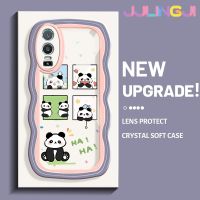 Jlingji เคสสำหรับ VIVO Y76 5G เคส Y74s Y76s 5G รูปแพนด้าน่ารักกรอบคลื่น Colour TPU ใสนุ่มกันกระแทกเคสมือถือเคสกล้องที่สร้างสรรค์ทนต่อการสึกหรอฝาครอบป้องกันซิลิกาเจล