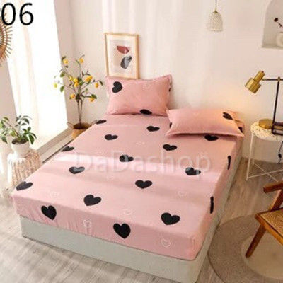 ชุดผ้าปูที่นอน Da1-06 แบบรัดรอบเตียง ขนาด 3.5 ฟุต 5 ฟุต 6 ฟุต พร้อมปลอกหมอน 3 in1 เตียงสูง10นิ้ว ไม่มีรอยต่อ ไม่ลอกง่าย