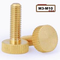 1/2/5PCS/LOT M3 M4 M5 M6 M8 M10 Knurled Brass Copper Flat Round Head Hand Tighten Thumb Machine Screws Bolts Mirror Screws