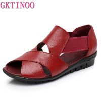 Xi Ke GKTINOO 2023ฤดูร้อน Gladiator โรม Casual รองเท้าแตะสำหรับผู้หญิง Sandalia Feminina ของแท้หนังรองเท้าส้นเตารีด Comfort รองเท้าแตะ