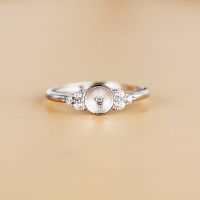 Engagement Rings For Women 925 Sterling Silver 7-10Mm Pearl Or Round Bead Semi Mount Ring Cz Zircon