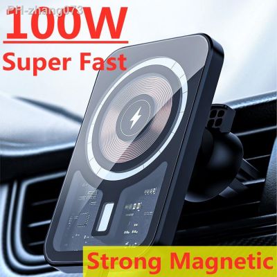 NEW 100W Magnetic Car Wireless Chargers Air Vent Phone Holder for iphone 14 13 12 Pro Max Mini Car Charger Fast Charging Station