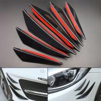 【CW】6pcs Universal Glossy Black Car Styling Accessories Front Bumper Lip Rubber Fins Splitter Spoiler Canards Valence Sticker Kit