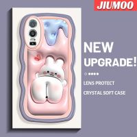 JIUMOO เคสสำหรับ VIVO Y76 5G Y76s Y74s 5G เคส3D ลายการ์ตูนกระต่ายสีขาวตัวเล็กๆสีคลื่นลูกเคสโทรศัพท์เนื้อ TPU โปร่งใสกันกระแทกนิ่มปลอกซิลิโคนฝาครอบป้องกันกล้อง