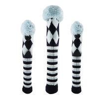 3pcsset Golf Knitted Wood Head Cover Knitted Golf Driver Fairway Wood Headcovers Golf Club Protective Sleeve Sock