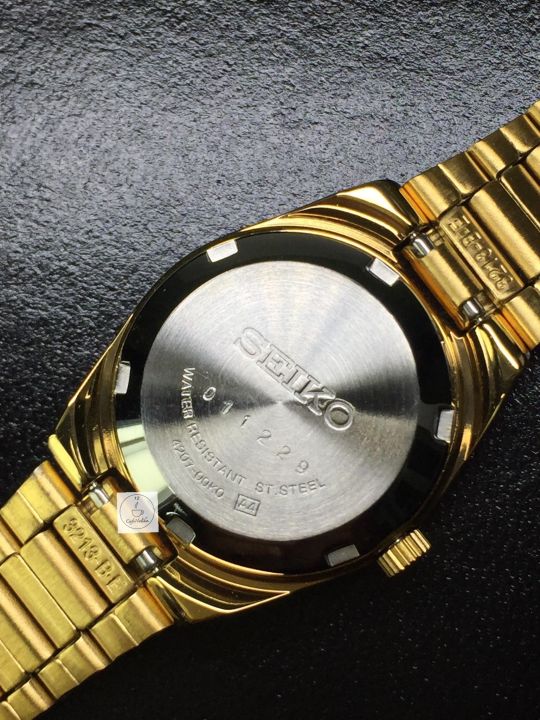 นาฬิกา-ไซโก้-ผู้หญิงเรือนทอง-seiko-5-รุ่น-symk22k1-automatic-women-watch-ตัวเรือนและสายแสตนเลสชุบทอง-หน้าปัทม์สีดำ-ของเเท้-100-cafenalika